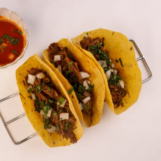 (3) Tacos Either Crispy or Soft with Beans Beef or Chicken Soft.