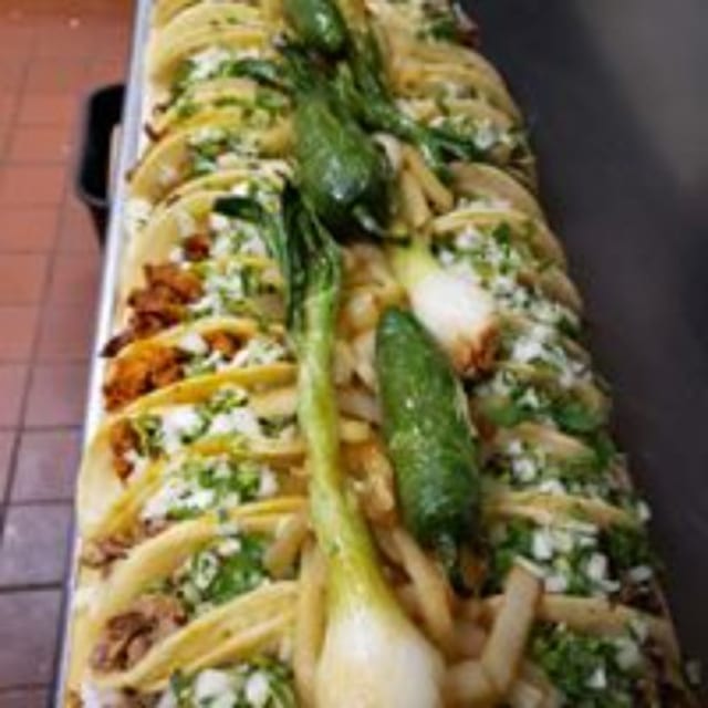Street Taco Pan (40) feeds 8 to 10.