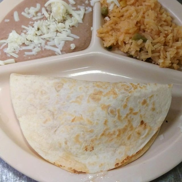 C. Quesadilla, Rice and Beans.
