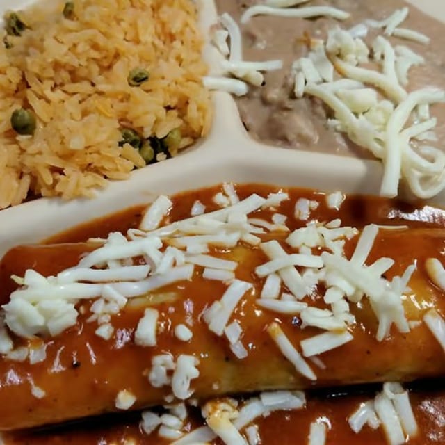 A. Enchilada, Rice and Beans.